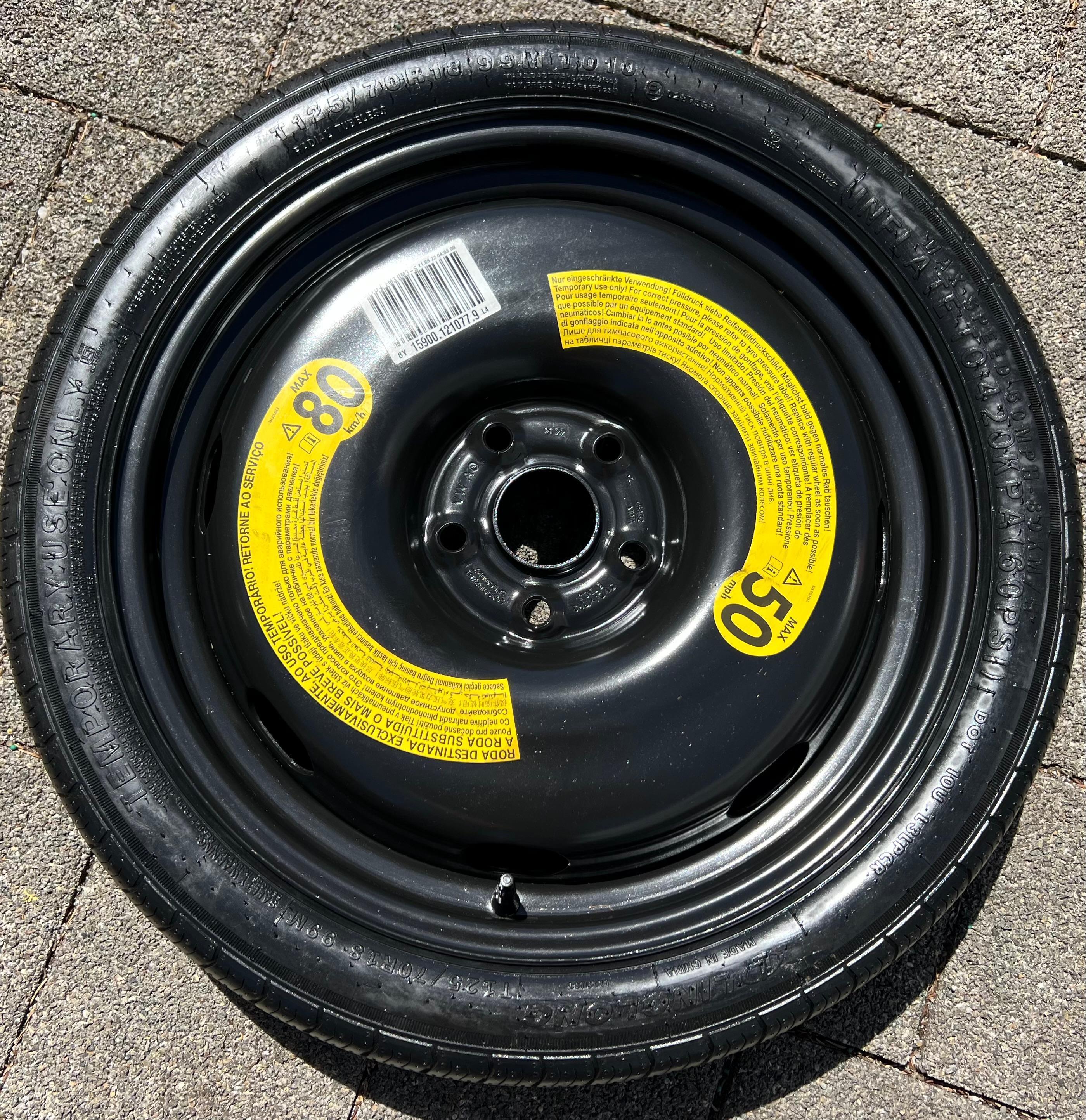 1 X NOTRAD RESERVERAD VW GOLF 6 7 8 T-ROC SKODA OCTAVIA SEAT LEON AUDI A3  1 X NOTRAD RESERVERAD VW GOLF 6 7 8 T-ROC SKODA OCTAVIA SEAT LEON AUDI A3