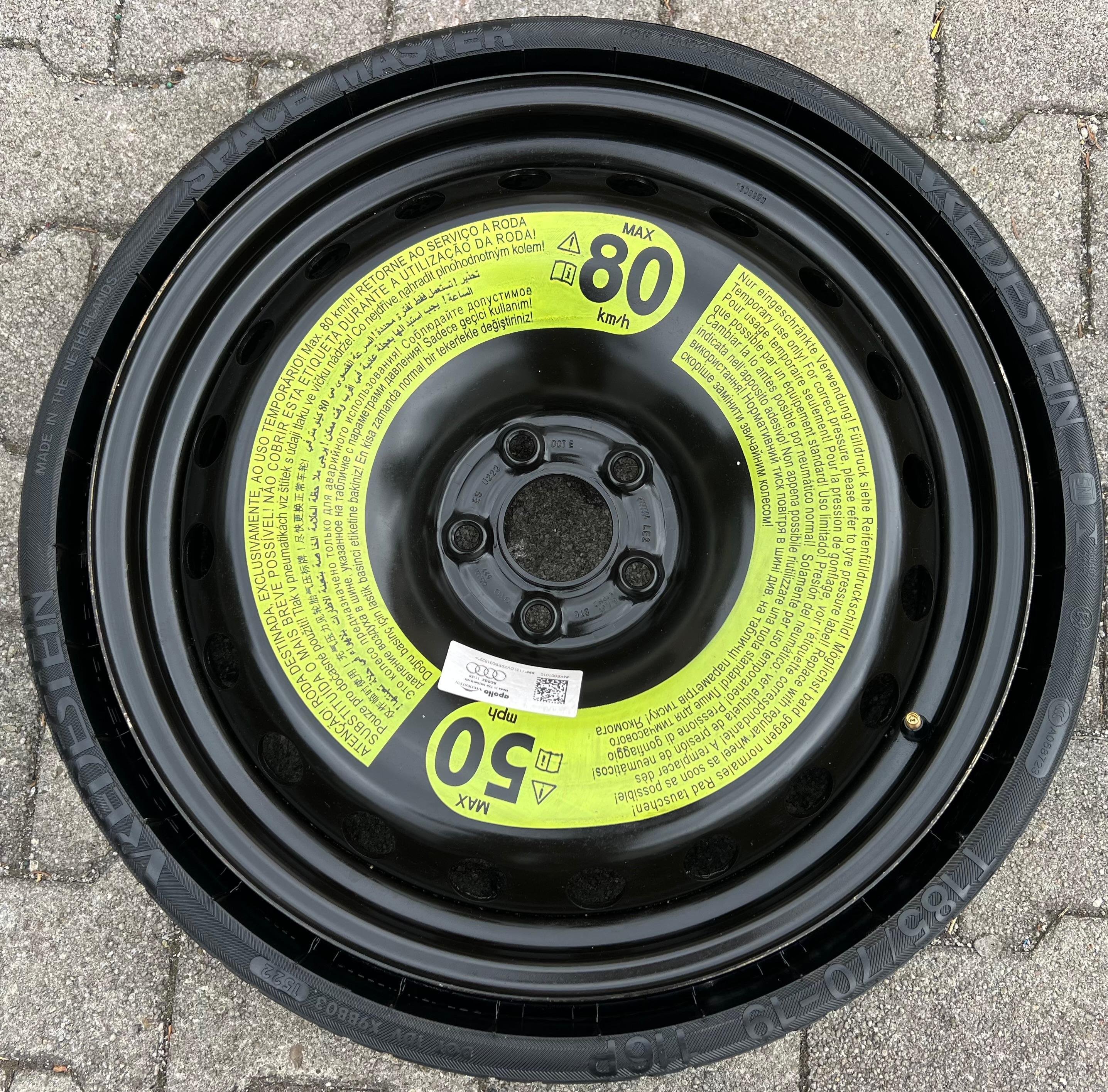 1 X ORIGINAL RESERVERAD NOTRAD AUDI Q8 4KE E-TRON 4KE601027 185/70R19 116P 2022