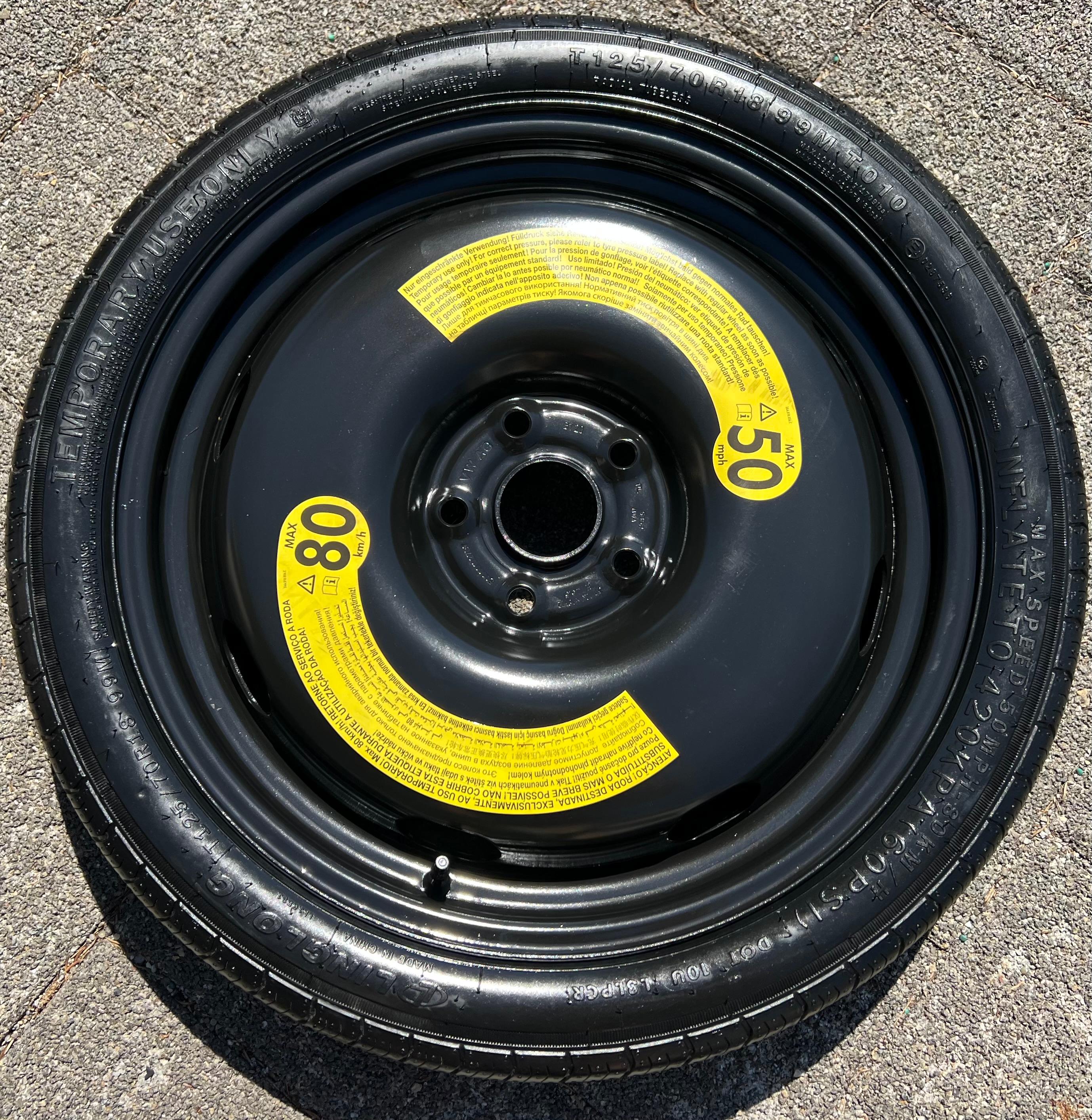 1 X NOTRAD RESERVERAD VW GOLF 6 7 8 T-ROC SKODA OCTAVIA SEAT LEON AUDI A3 