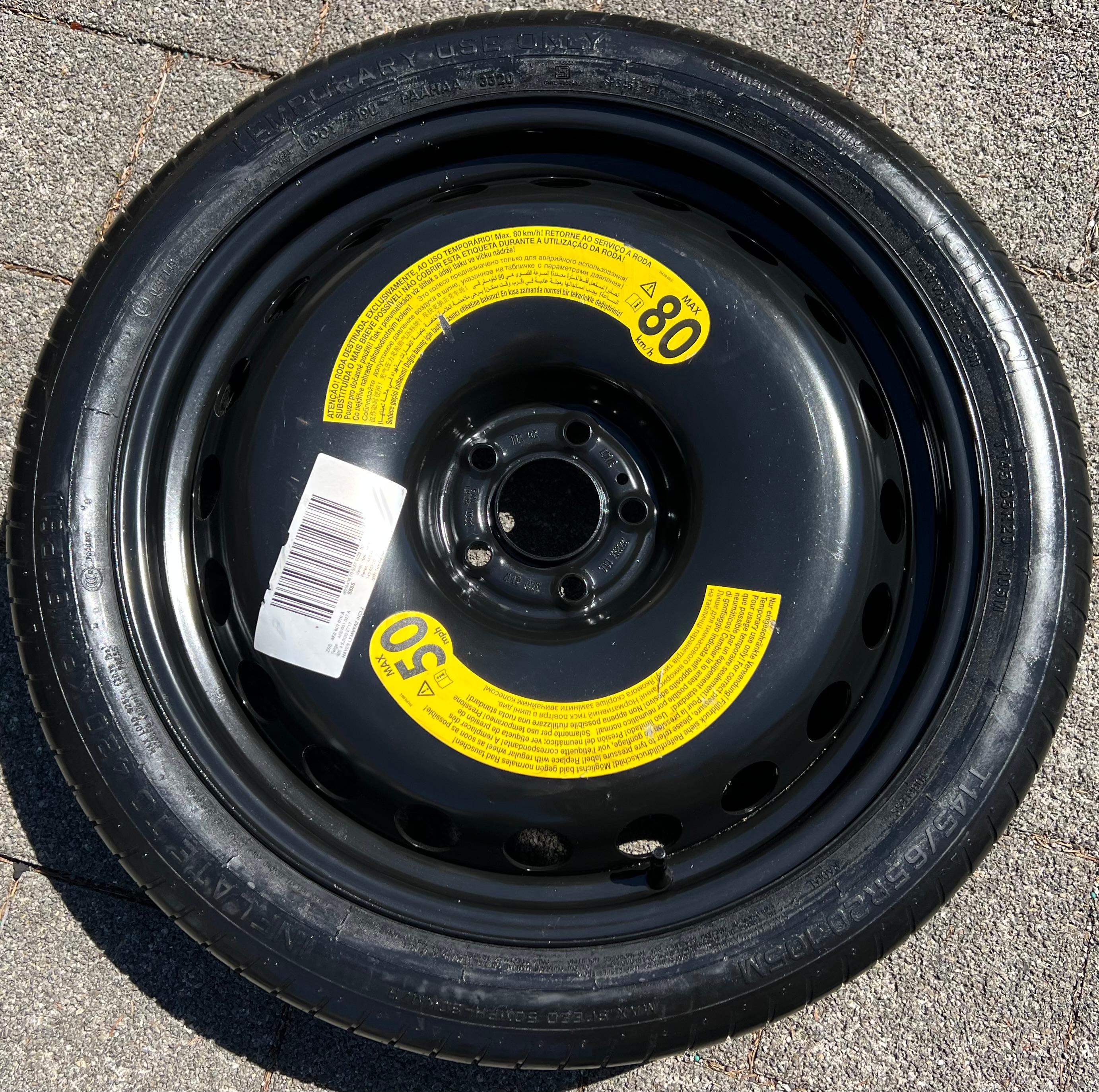 1 X ORIGINAL NOTRAD RESERVERAD AUDI A6 4K C8 4K0601027A 145/65R20 105M 2020 