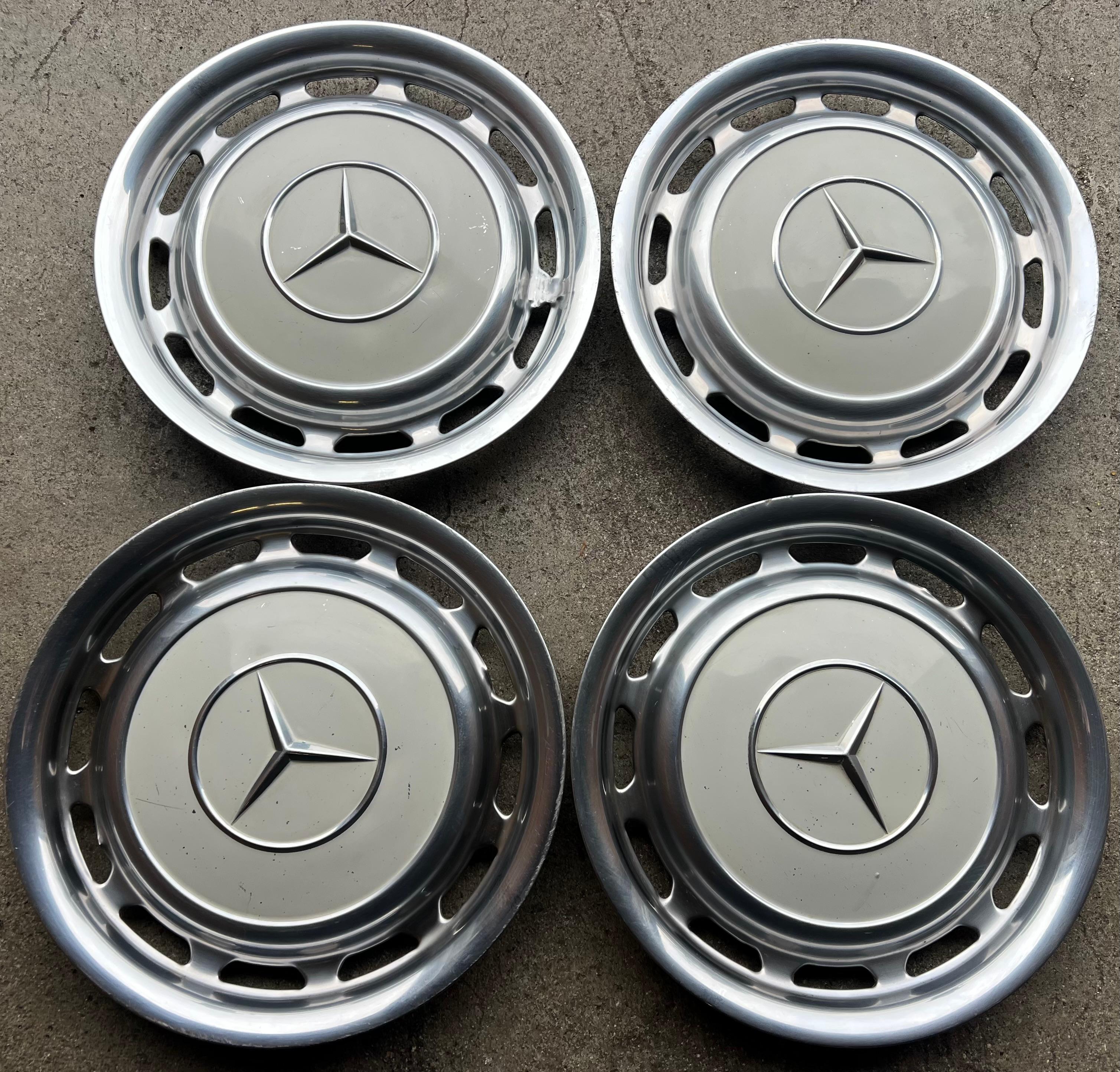 4 ORIGINAL 14" RETRO RADKAPPEN MERCEDES BENZ SL SLC R107 CHROM FREIHAUS