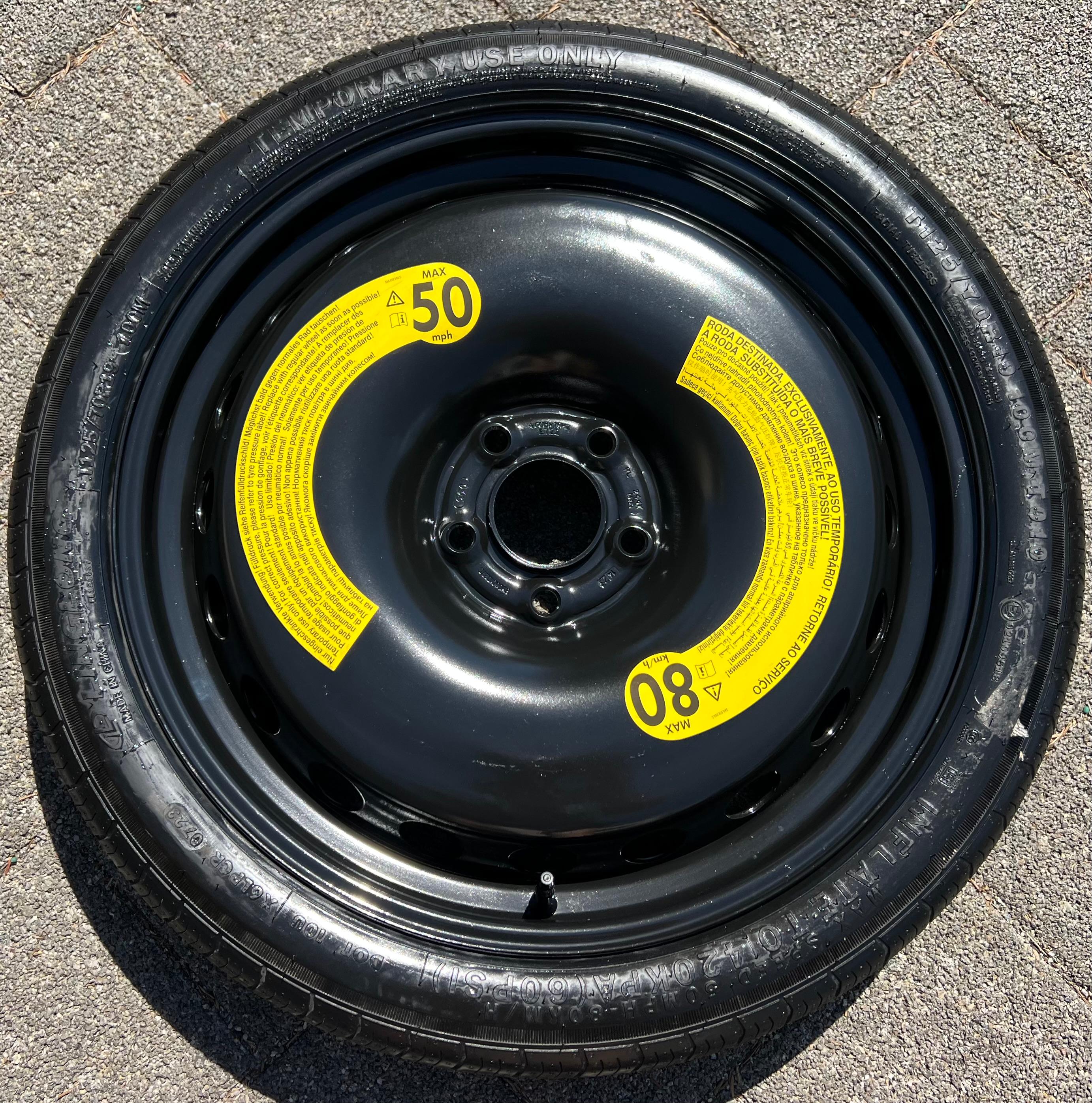 1 X ORIGINAL 19" RESERVERAD NOTRAD AUDI A4 8W B9 A5 8W 8W0601027C 125/70R19 100M
