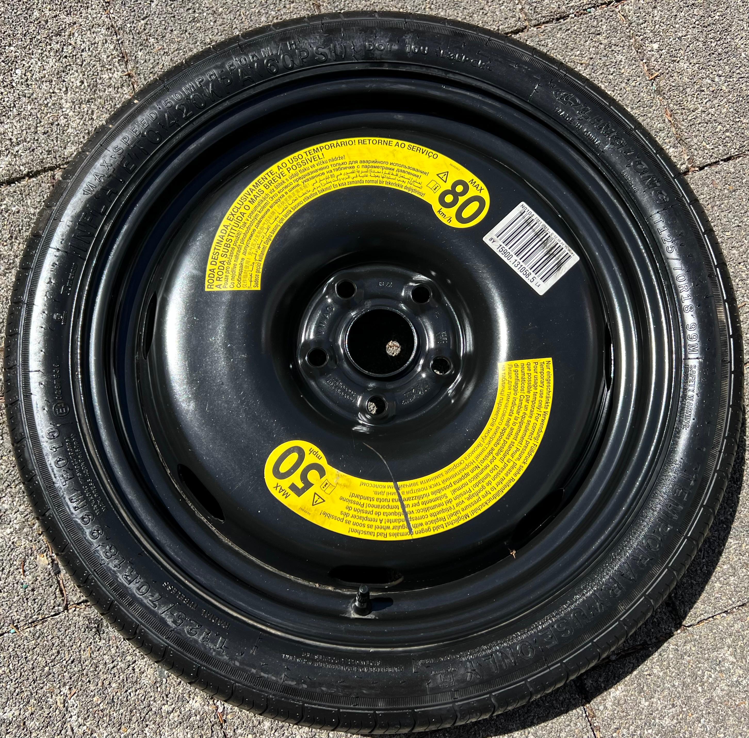 1 X NOTRAD RESERVERAD VW GOLF 6 7 8 T-ROC SKODA OCTAVIA SEAT LEON AUDI A3  1 X NOTRAD RESERVERAD VW GOLF 6 7 8 T-ROC SKODA OCTAVIA SEAT LEON AUDI A3