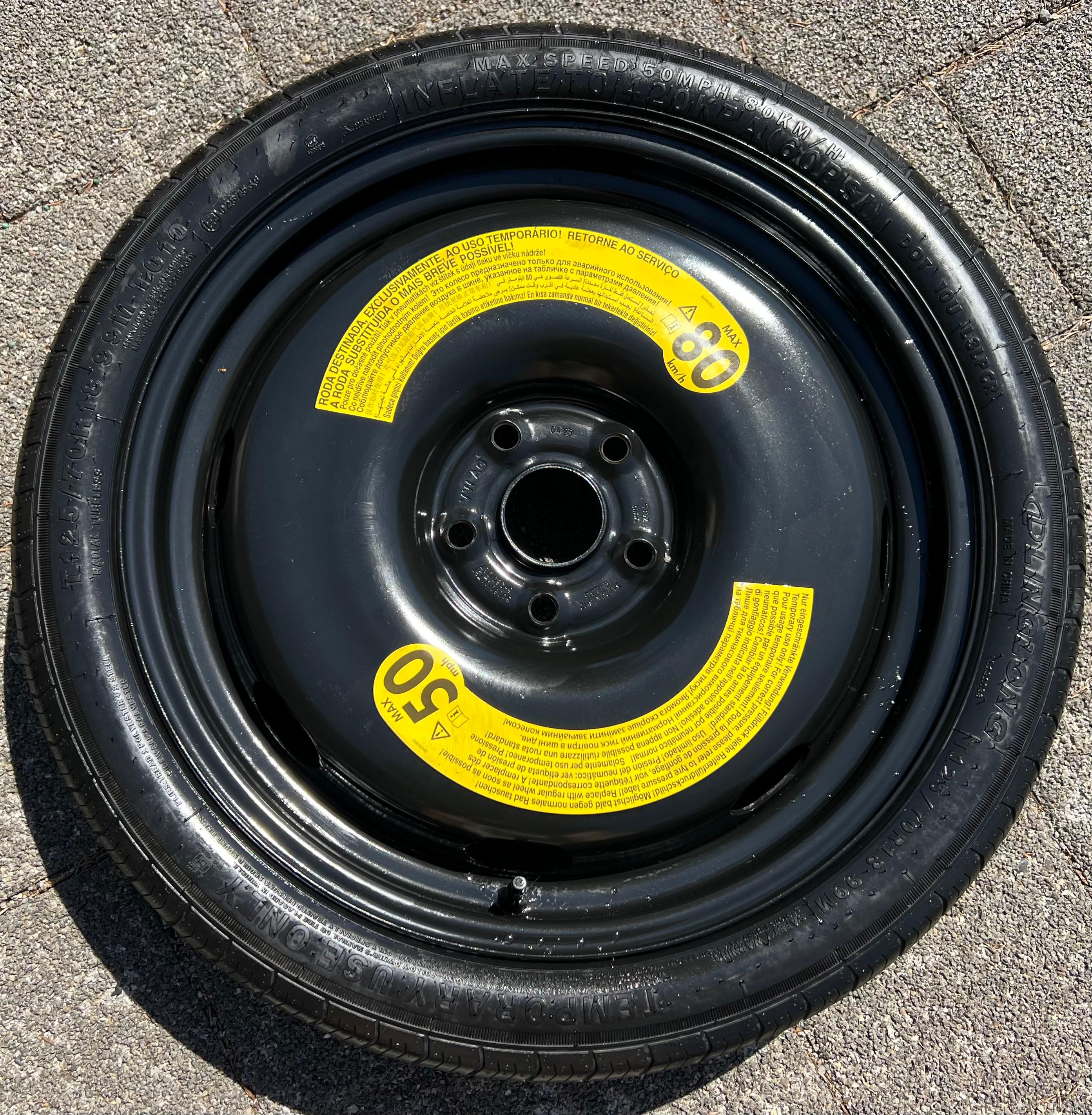 1 X NOTRAD RESERVERAD VW GOLF 6 7 8 T-ROC SKODA OCTAVIA SEAT LEON AUDI A3 